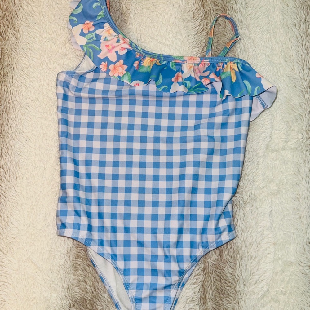 Girl Gingham Ruffle One Piece Swimsuit